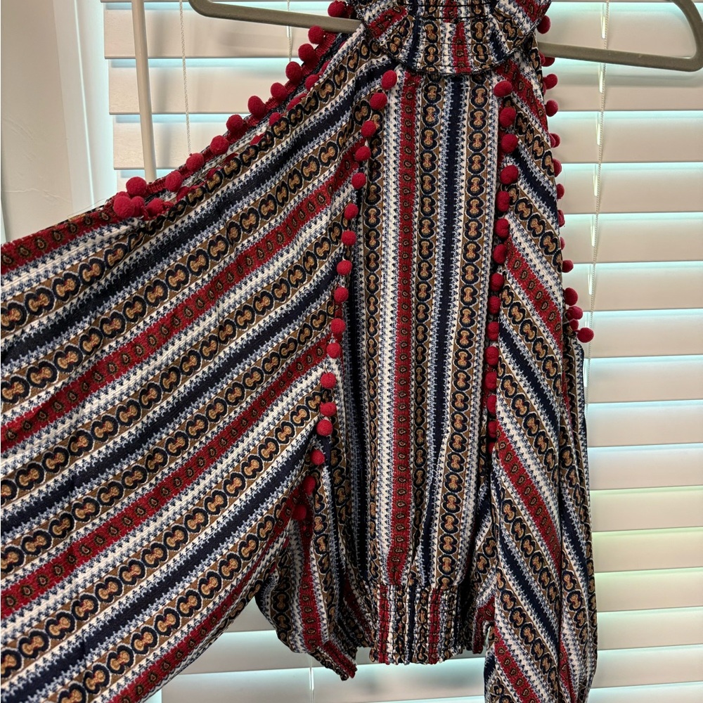 Bohemian Striped Halter Top with open shoulders